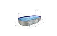 Каркасный бассейн морозоустойчивый Лагуна стальной (Гигабасс) 6 х 4 х 1.5м овальный (вкапываемый) цвет Платина.ТМ874/600400
