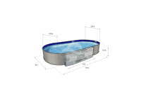 Каркасный бассейн морозоустойчивый Лагуна стальной (Гигабасс) 10 х 5 х 1.5м овальный (вкапываемый) цвет Платина. ТМ881/100500