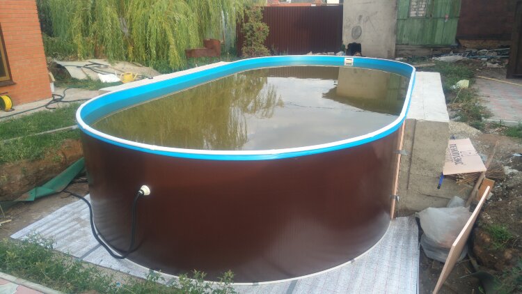 Каркасный бассейн морозоустойчивый Лагуна стальной 5.5х2.5х1.25м овальный (вкапываемый) цвет Шоколад. 549250