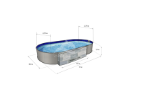 Каркасный бассейн морозоустойчивый Лагуна стальной (Гигабасс) 10 х 5.5 х 1.5м овальный (вкапываемый) цвет Платина. ТМ609/100550